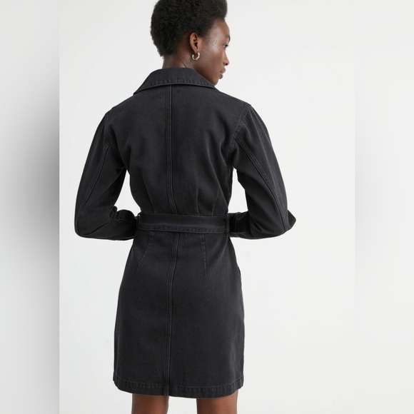 & Other Stories Denim Belted Black Mini Dress - Picture 4 of 12